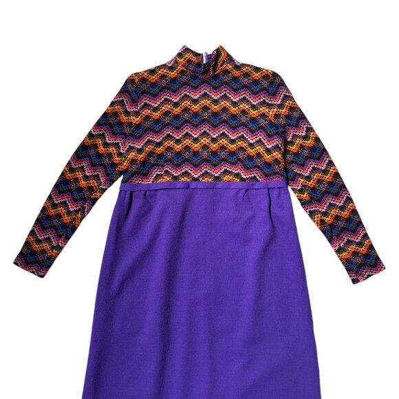 70s vintage maxi dress empire waist maxi sweater top Long sleeve mockneck. - Picture 5 of 11